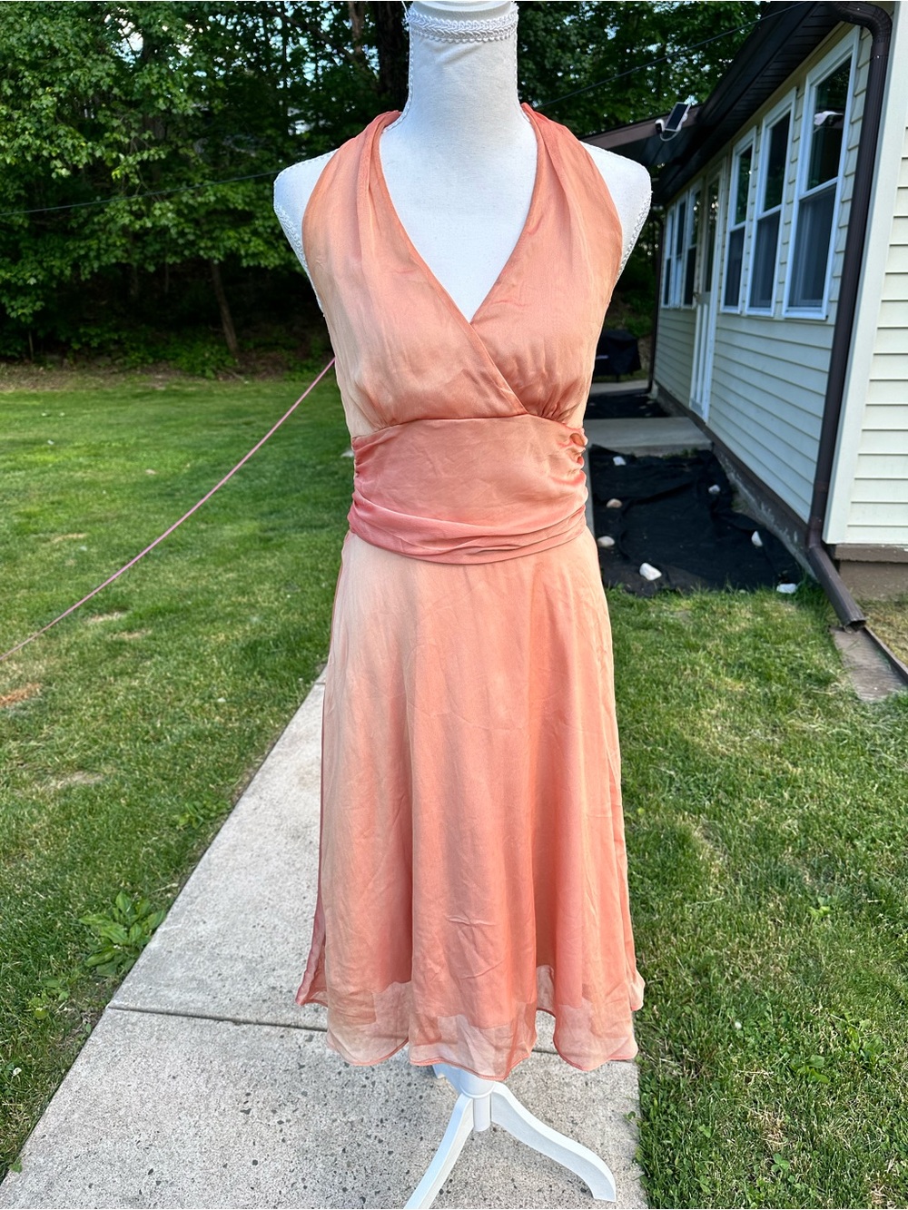 Women's Sleeveless Coral Halter Dress